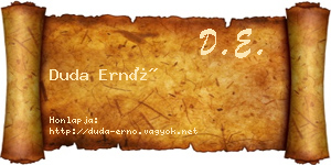 Duda Ernő névjegykártya